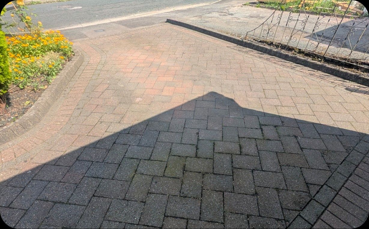 Driveway before professional exterior cleaning