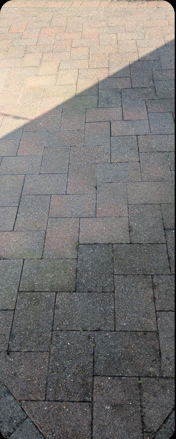 Block paving before cleaning